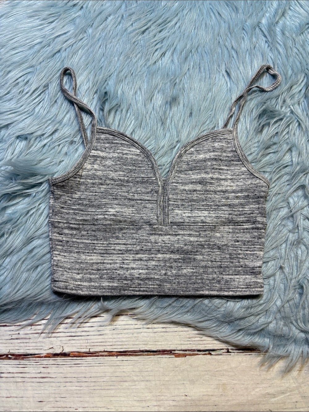 Hollister Grey Spacedye Cropped Tank Bralette Sz S